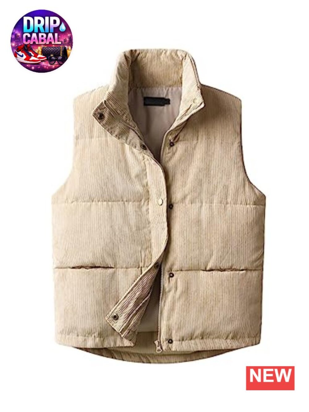 Corduroy Puffer Vest Womens Loose Fit Sleeveless Zip Up Snap Lightweight